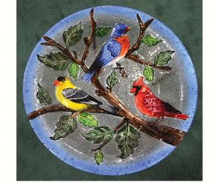 Songbird Essentials Decorative Songbird Trio Glass Bird Bath Bowl