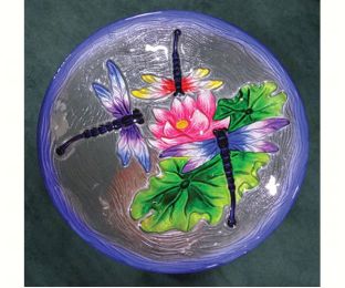 Songbird Essentials Decorative Dragonfly Trio Glass Bird Bath Bowl