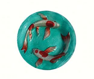 Songbird Essentials Embossed Koi Pond Glass Bird Bath Bowl