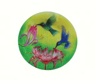 Songbird Essentials Decorative Fluttering Hummingbirds Glass Bird Bath Bowl