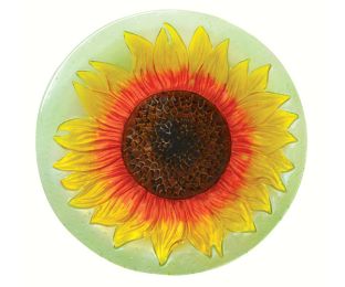 Songbird Essentials Embossed Sunflower Glass Bird Bath Bowl